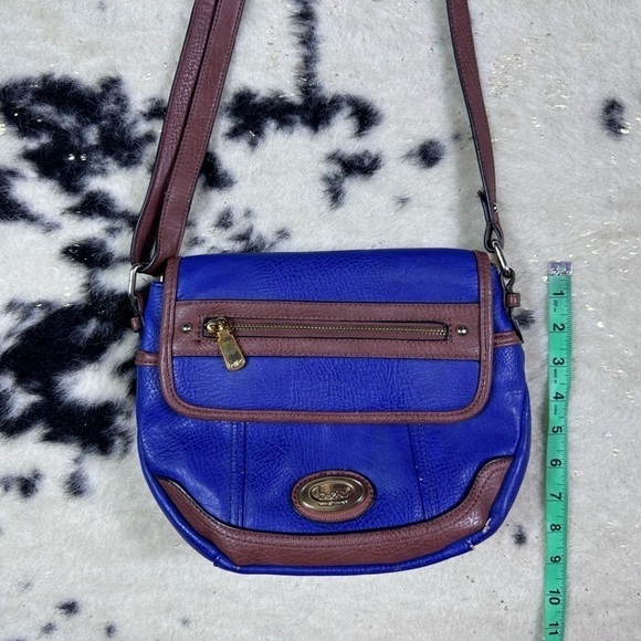 B.O.C Born Concept Women's Blue and Brown Leather Y2K Crossbody Satchel Purse - Picture 10 of 15